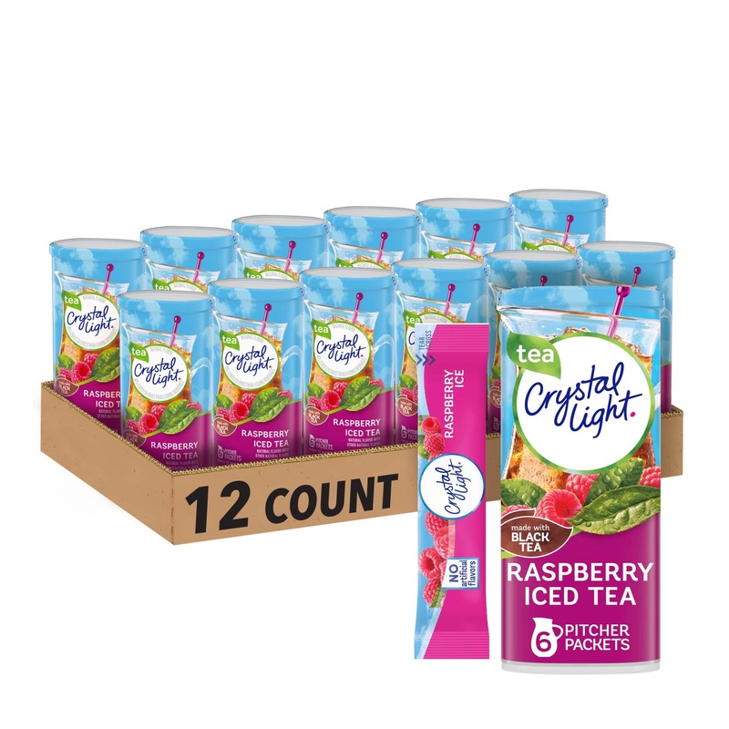 Crystal Light Sugar-Free Raspberry Iced Tea Powdered Drink Mix – 72 Pitcher Packets, 6 Count (Pack of 12)