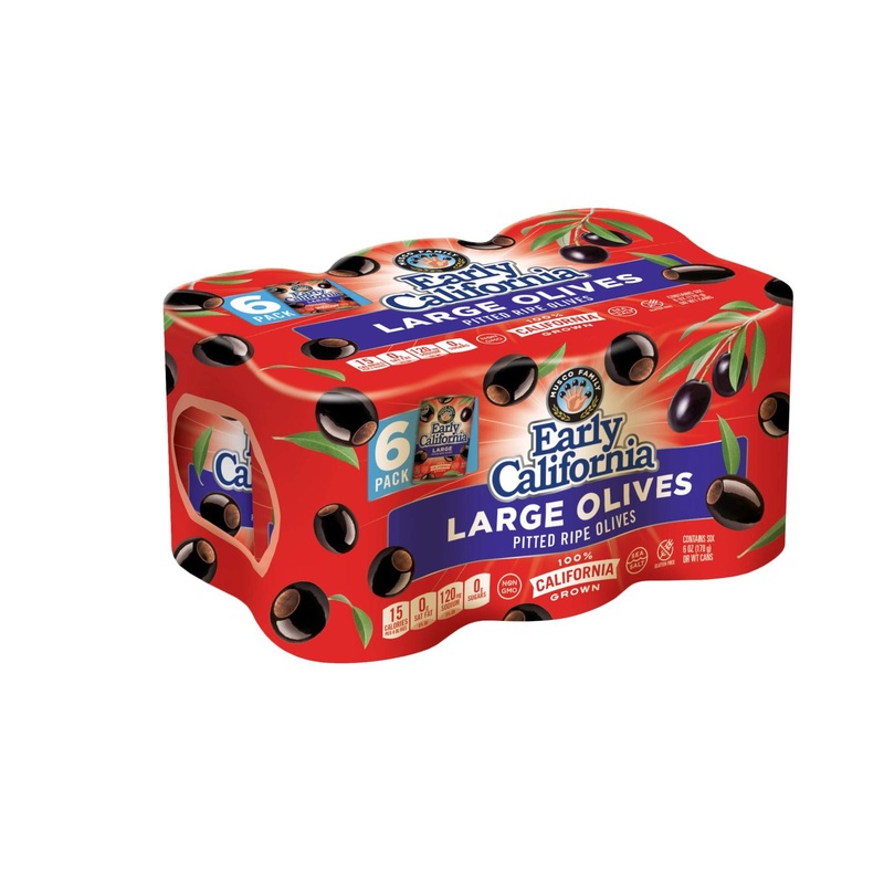 Early California  Ripe Pitted  Large Black Olives  6 oz  6-Cans Large Black Olives 6 Cans