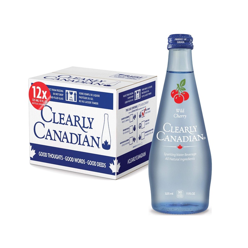 Clearly Canadian Wild Cherry Sparkling Spring Water – 1 Case (12 Bottles x 325mL)