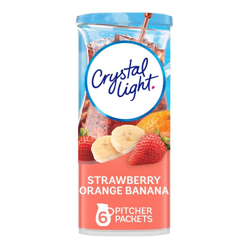 Crystal Light Sugar-Free Strawberry Orange Banana Low Calories Powdered Drink Mix 72 Count Pitcher Packets