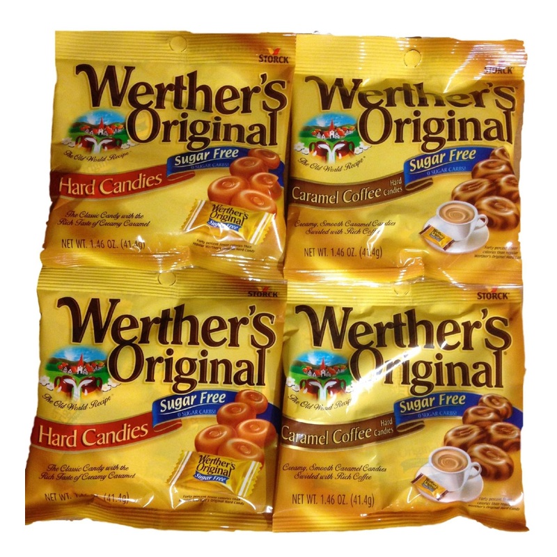 Werthers Original Sugar-Free Candies Bundle – 4-Pack | Hard Candies & Caramel Coffee | Sugar-Free Treats