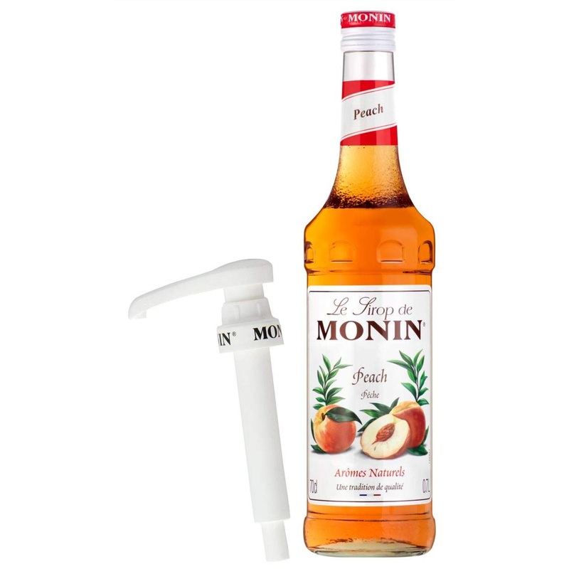 Monin Peach Coffee Syrup 70cl Glass Bottle with Pump Set – 2 Count (Pack of 1)